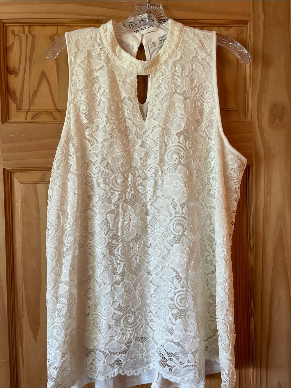 Sleeveless Lace Keyhole Blouse in Cream by A New Day